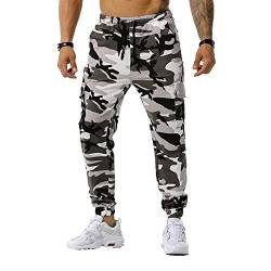 SOOUICKER Jogginghose Herren Baumwolle Camouflage Cargohose Herren Viele Taschen Trainingshose Herren Cargo Cargohose Herren Jogger mit Gummizug Jogginghose Herren Modern Tarnfarben von SOOUICKER