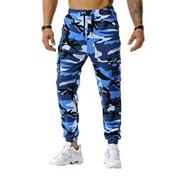 SOOUICKER Jogginghose Herren Baumwolle Camouflage Cargohose Herren Viele Taschen Trainingshose Herren Cargo Cargohose Herren Jogger mit Gummizug Jogginghose Herren Modern Tarnfarben von SOOUICKER