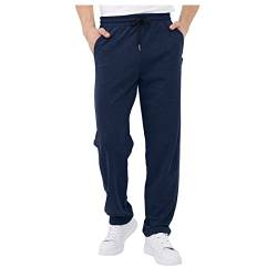 SOOUICKER Jogginghose Herren Dicker Stoff Sporthose Herren Lang Baumwolle Trainingshose Herren Mit Taschen Freizeithose Herren Ohne Bund Unten Herren Jogginghose Gerades Bein von SOOUICKER