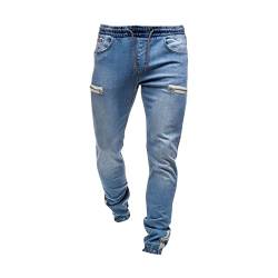 SOOUICKER Jogginghose Herren Jeansoptik Jogging Jeans Herren Stretch Trainingshose Herren Mit Reißverschluss Am Bein Jeans Herren Mit Gummizug Sporthose Herren Fitness Jogginghose Herren Slim Fit von SOOUICKER