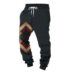 SOOUICKER Jogginghose Herren Vintage Muster Trainingshose Herren Bunt Freizeithose Herren mit Bündchen Aufdruck Baggy Jogginghose Herren Gym übergröße Sporthose Herren Lang mit Taschen von SOOUICKER