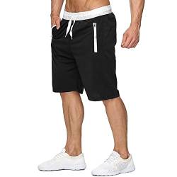 SOOUICKER Kurze Hose Herren Sommer Kurze Hosen Herren Sport Kurze Sporthose Herren mit Taschen Reißverschluss Sport Shorts Herren Knielang Kurze Hosen Herren Training Shorts Herren Sommer von SOOUICKER