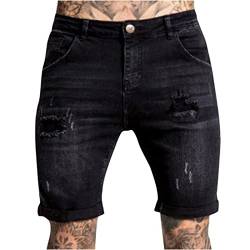 SOOUICKER Kurze Jeans Herren mit Löcher Jeans Shorts Herren Sommer Slim Kurze Hosen Herren Jeans Stretch Bermuda Shorts Herren Jeans Jeans Shorts Herren Ripped Zerissen Kurze Hosen Herren Denim von SOOUICKER