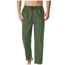 SOOUICKER Leinenhose Herren Regular Fit Yogahose Herren Lang Weites Bein Jogginghose Herren Ohne Bündchen Leinenhose Herren Yoga Freizeithose Herren mit Bündchen Breite Jogginghose Herren Weiß von SOOUICKER