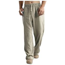 SOOUICKER Leinenhose Herren Weit Sommerhose Herren Leinen Leichte Yogahose Sommerhose Herren Lang Freizeithose Herren Lang Und Leicht Leinenhose Herren Weites Bein Sommer von SOOUICKER