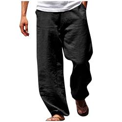 SOOUICKER Leinenhose Herren Weit Sommerhose Herren Leinen Strandhose Herren Lang Leinen Freizeithose Herren Sommer Lang Und Leicht Baggy Leinenhose Herren Vintage Weites Bein von SOOUICKER