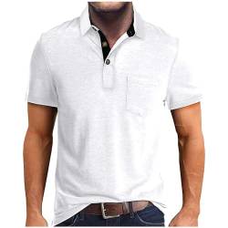 SOOUICKER Poloshirt Herren Slim Fit Einfarbig Poloshirts für Herren mit Brusttasche Poloshirt Herren Elegant Kurzarm Funktionsshirt Herren mit Kragen Tshirt Herren Polokragen von SOOUICKER