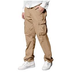 SOOUICKER Sporthose Herren Cargo Viele Taschen Outdoor Jogginhose Herren mit Seitentaschen Wanderhose Herren Cargo Freizeithose Herren Weites Bein Modern Relaxed Fit Hosen Herren Cargo Baggy von SOOUICKER