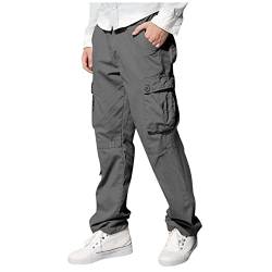 SOOUICKER Sporthose Herren Cargo Viele Taschen Outdoor Jogginhose Herren mit Seitentaschen Wanderhose Herren Cargo Freizeithose Herren Weites Bein Modern Relaxed Fit Hosen Herren Cargo Baggy von SOOUICKER