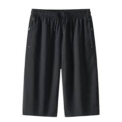 SOOUICKER Sporthose Herren Kurz 3/4 Hose Herren Sport Kurze Hosen Herren Sommer Bermuda Shorts Herren 3/4 Kurze Jogginghose Herren Reissverschluss Sporthose Herren Kurz mit Tasche Reißverschluss von SOOUICKER