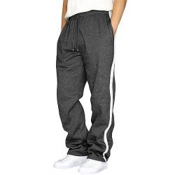 SOOUICKER Sporthose Herren Lang Weites Bein Breite Jogginghose Herren Gym Trainingshose Herren Streifen Jogginghose Herren Ohne Bund Unten Modern Trainingshose Herren Ohne Bündchen von SOOUICKER