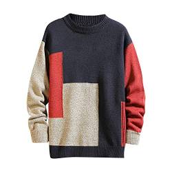 SOOUICKER Strickpullover Herren Oversize Pullover Herren Japan Strickpullover Herren Vintage Sweatshirt Herren Bunt Strickpullover Herren Loose Fit Pullover Herren Ohne Kapuze von SOOUICKER