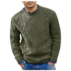 SOOUICKER Strickpullover Herren Zopfmuster Strickpullover Herren Grobstrick Strickpullover Herren Rundhals Pullover Herren Unifarben Pink Strickpullover Herren Winter von SOOUICKER