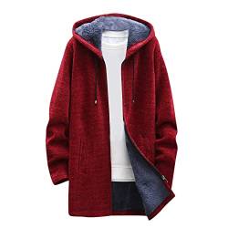 SOOUICKER Sweatjacke Herren Fleece Kapuze Fleecejacke Herren Gefüttert Winter Zip Hoodie Herren Oversize Kapuzenpullover Herren Reißverschluss Fleecejacke Herren Lang Fleecejacke Herren Warm von SOOUICKER