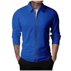 SOOUICKER Sweatjacke Herren Slim Fit Hemdjacke Herren Reißverschluss Sweatshirt Herren Jacke Pullover Herren Kragen Sweatjacke Herren Ohne Kapuze Sweatshirt Herren Zip Sport von SOOUICKER