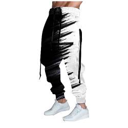 SOOUICKER Trainingshose Herren Tapered Bunt Breite Jogginghose Herren Gym Dicker Stoff Sporthose Herren Lang mit Taschen Modern Jogginghose Herren Hip Hop Zweifarbig Freizeithose mit Bündchen von SOOUICKER