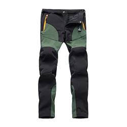 SOOUICKER Wanderhose Herren Thermo Wasserdicht Schneehose Reißverschlusstaschen Arbeitshose Thermohose Herren Winter Trekkinghose Herren Lang Fleece Gefüttert Wanderhose Herren Eng Wasserabweisend von SOOUICKER