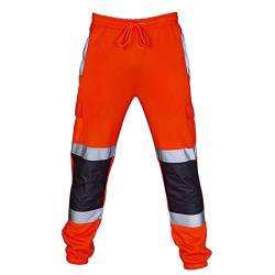 SOOUICKER Warnschutzhose Herren Orange Arbeitshose Herren Neon Gelb Reflektierend Hosen Baggy Hosen Herren Für Arbeiten von SOOUICKER