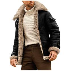 SOOUICKER Winterjacke Herren Innenfell Lederjacke Herren Wildleder Fellkragen Fleecejacke Herren Gefüttert Sweatjacke Herren Fell Winterjacke Herren Warm Fleecejacke Herren Jagd Outdoor von SOOUICKER