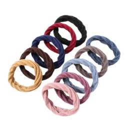 Stretch Stirnbänder10 Stücke Haar Seil Elastisches Gummiband Krawatte Haar Nahtlose Haargummi Dickes Haar Seil Twill Farbe 10 Stücke von SORTZ