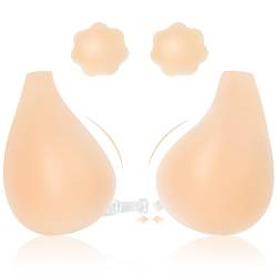 Klebe BH Push Up Set, Silikon Backless Trägerlos Wiederverwendbare unsichtbare BH,Bruststraffung Selbstklebend Hochzeits BH für Abendkleider rückenfreie Kleidung von SOSHIEE