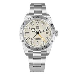 San Martin NH34 SN0054G-B1 BB Luxus Herren GMT Uhren Edelstahl Automatisch Mechanische Business Kleid Armbanduhr für Herren, Weiß von SOTAG
