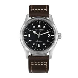 San Martin SN0034G 37 mm 8215 Herren-Piloten-Armbanduhr, modisch, einfach, militärisch, mechanische Stahl-Armbanduhren, Lederriemen von SOTAG