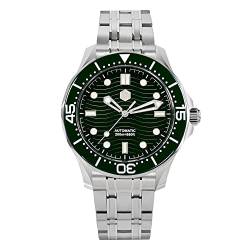San Martin SN0088G Herren-Armbanduhr, Edelstahl, Luxus-Taucher-Armbanduhr YN55, automatisch, mechanisch, Saphirglas, Grün von SOTAG