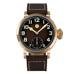 Sotag San Martin SN0095Q Vintage Pilot Herrenuhren CuSn8 Bronze Seagull ST3621 Manuelles mechanisches Uhrwerk Armbanduhr für Herren (with Logo) von SOTAG