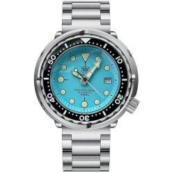 Steeldive SD1975 Thunfisch klassische Armbanduhr für Herren, Keramik-Lünette, 300 m, wasserdicht, blauer Edelstahl, NH35 Taucher-Armbanduhr, color 1 von SOTAG