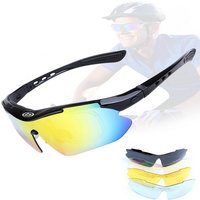 SOTOR Fahrradbrille Radsportbrille, polarisierte Sonnenbrille, Sportbrille, Radsportbrille, UV-400-Schutz für Männer und Frauen mit 4 austauschbaren Gläsern von SOTOR