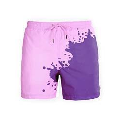 SOUFEEL Bademode Männer Farbwechsel Badehosen Herren Boardshorts Lila L von SOUFEEL