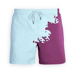 SOUFEEL Bademode Männer Farbwechsel Badehosen Herren Boardshorts Violett L von SOUFEEL