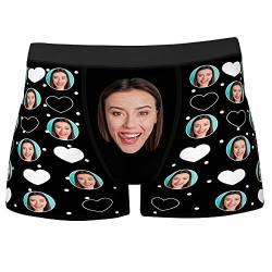 SOUFEEL Personalisiert Herren Boxershorts Unterwäsche mit Gesicht Bild, Unterhose Mehrfarbig lustig Geschenk Valentinstag Weihnacht für Freund Ehemann von SOUFEEL