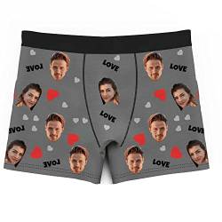 SOUFEEL Personalisiert Herren Boxershorts Unterwäsche mit Gesicht Bild, Unterhose Mehrfarbig lustig Geschenk Valentinstag Weihnacht für Freund Ehemann von SOUFEEL