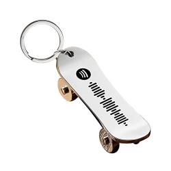SOUFEEL Personalisierter Skateboard Schlüsselanhänger mit Spotify Code Graviert Scanbar Metall Schlüsselbund Originelles Geschenk für Männer Freund von SOUFEEL