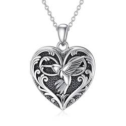 SOULMEET Herz geformt Kolibri Vogel Medaillon Halskette, die Bilder hält Foto Tier personalisierte Medaillon Halskette Sterling Silber von SOULMEET