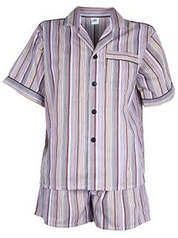 SOUNON Herren Batist Pyjama gestreift Braun - Kurz, Groesse: 48 von SOUNON