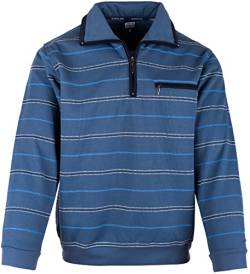 SOUNON Herren Sweatshirt, Polohemd, Pullover mit Hemdkragen, Meliert – Stahlblau (M3), Groesse M von SOUNON