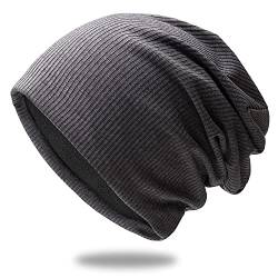 Beanie Hüte Hip Hop Skull Cap Ski Strickmütze Baggy Slouchy Stylish Leichtgewicht für Männer Frauen(Grau) von SOUTEM