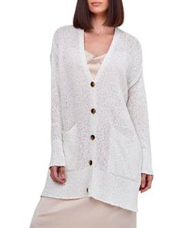 SOVENTUS FASHION Damen Strickjacke lang Sommer Grobstrick Cardigan Weiss von SOVENTUS FASHION