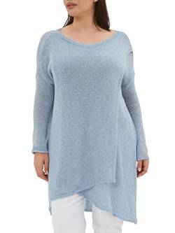 SOVENTUS FASHION Damen Strickkleid V-Ausschnitt - grobmaschiger Strickpullover im Oversize-Look, ideal als stylischer Damen-Pullover für die Frühling Sommer und Herbst, Winter Made in Italy blau von SOVENTUS FASHION