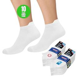 SOXCO 10 Paar Sneaker Socken Herren Damen Sportsocken Kurz Socken Unisex mit Kissen - Helicopter Socks (EU 39-42, Weiß) von SOXCO