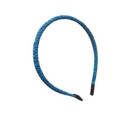 Stirnbänder mit plissiertem, mit Satin überzogenem Akzentdraht for Mädchen und Damen. Hübscheres mehrfarbiges Haarband118 (Color : Peacock Blue) von SOYDAN