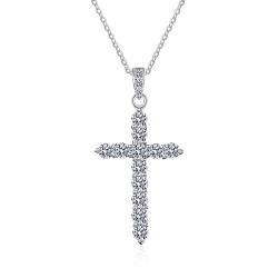 Moissanite Kreuz Anhänger Sterling Silber Anhänger Damen Einfache Mode D Farbe Diamant Halskette Jahrestag ​Verlobung Frauen Geschenk, 30mm, Moissanit, Moissanit von SOYEN