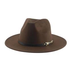 SOYNIA Fedora Trilby Filzhut Hut Fedora-Hut Für Damen Bandgürtel Filzhüte Für Herren Breite Krempe Hochzeit Damenhut 56–58 cm Kaffeebraun von SOYNIA