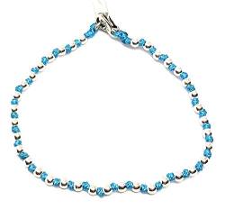 Schwerter Armband für Damen mit Kugeln aus 925er Silber 3 mm und Baumwolle in Marinblau, Länge 17 cm von SPADARELLA