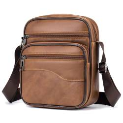 SPAHER Klein Herren Tasche Umhängetaschen Herren Herrentasche PU Leder Messenger Handtasche Herren Tasche Echtes Handgelenktasche Herren Schultertasche Crossbody Bag Geschenk für Männer Grau von SPAHER