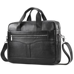 SPAHER Laptoptasche 14 Zoll Aktentasche Herren Business Tasche Arbeitstasche Herren Echtleder Tasche Herren Umhängetasche Schultertasche Messenger Bag Männer Geschenk für Männer von SPAHER