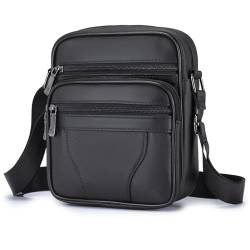 SPAHER Umhängetasche Herren Klein, Schultertasche Leder Vintage Schwarz Herrentasche zum Umhängen Crossbody Bag für Arbeit Reise Alltagsleben von SPAHER